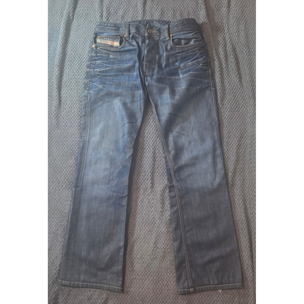 Diesel Zatiny Jeans Mens 31x32 Regular Bootcut Dark Wash 0073N Waxed Denim
